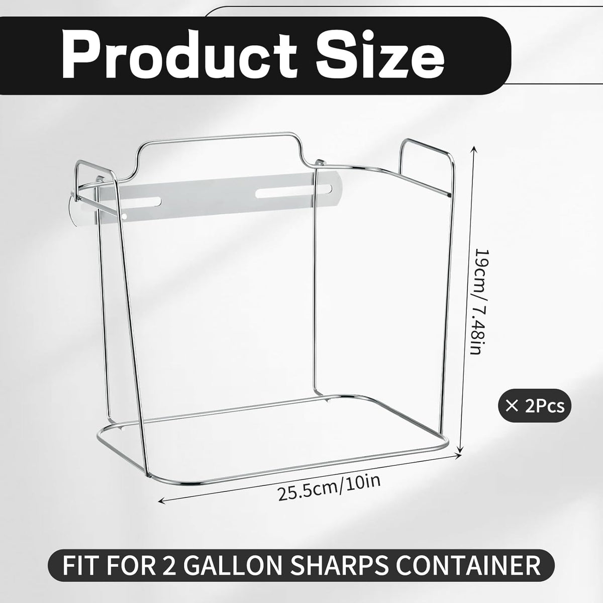 Wall Cart Sharps Bracket for 2 Gallon, Silver