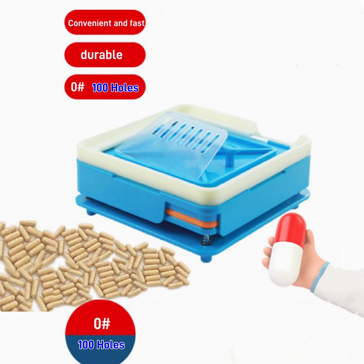 Special offer in the US - 100-capsule filler, suitable for 000# capsule shells, equipped with a cleaning brush, and comes with instructions for use.