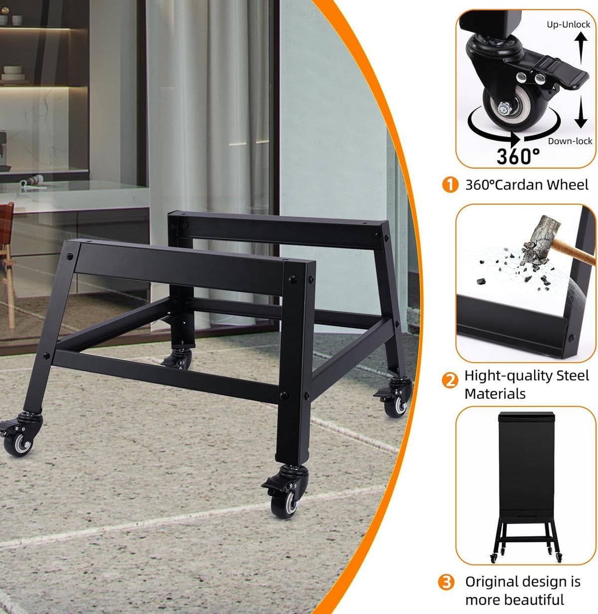 Mobile Stand for EAST OAK 30 inch Electric Smoker, Leg Extension Kit with Wheels for EAST OAK 30" Outdoor Electric Smoker, Smoker Grill Stand for Outdoor Barbecue,Black,All Steel Mobile Stand Base
