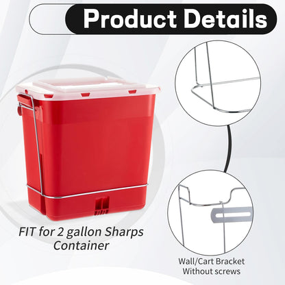 Wall Cart Sharps Bracket for 2 Gallon, Silver