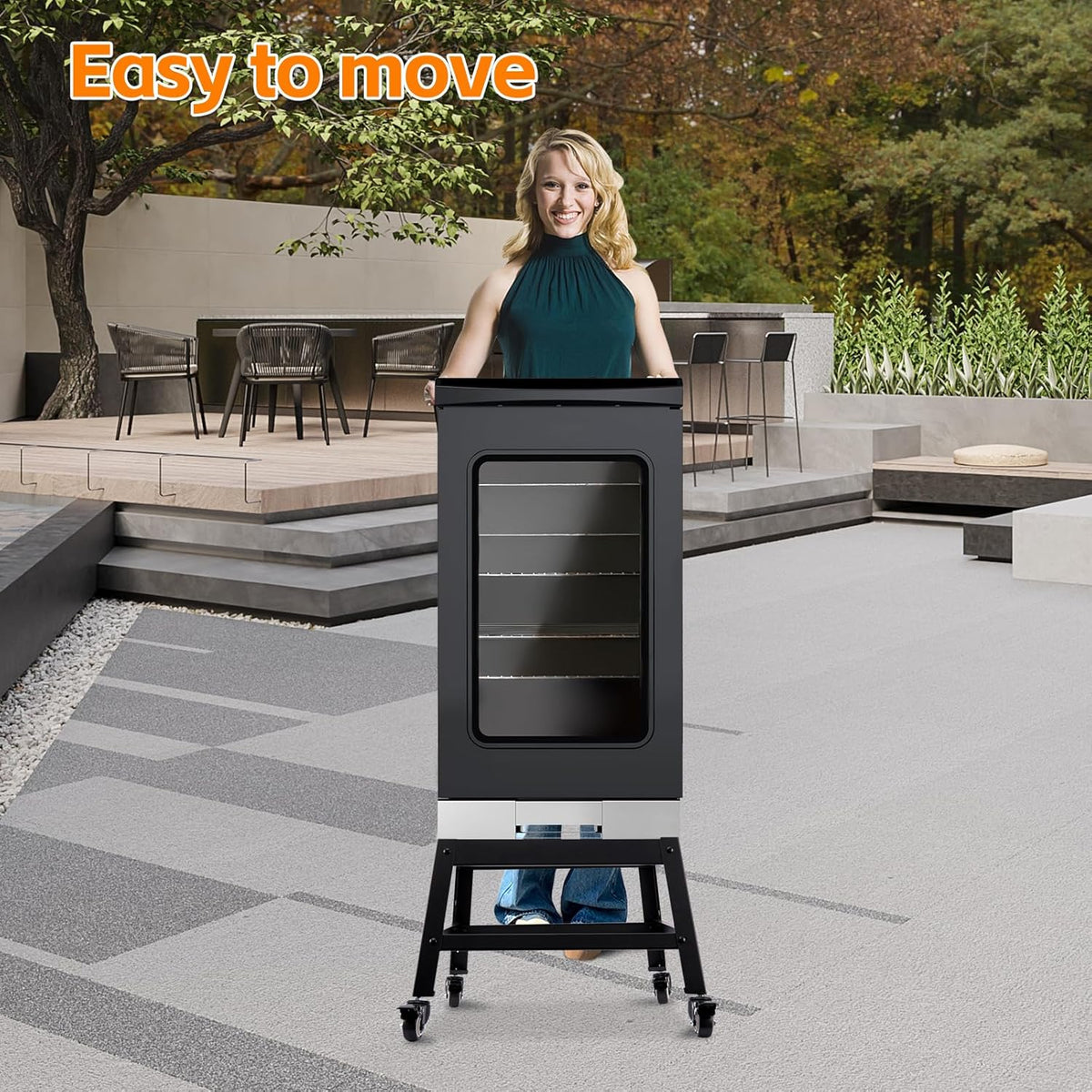 Mobile Stand for EAST OAK 30 inch Electric Smoker, Leg Extension Kit with Wheels for EAST OAK 30" Outdoor Electric Smoker, Smoker Grill Stand for Outdoor Barbecue,Black,All Steel Mobile Stand Base