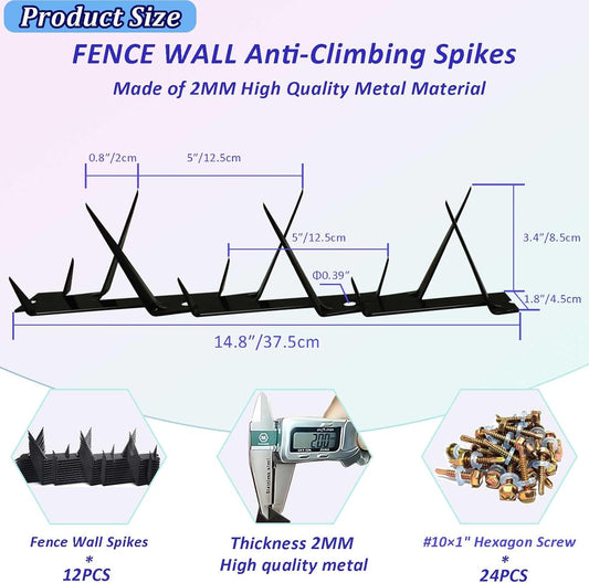 New.Fence decoration and protective spikes allow you to decorate your fence and protect your home from animals and thieves. Suitable for homes, farms, and factory protection.