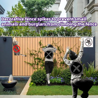 New.Fence decoration and protective spikes allow you to decorate your fence and protect your home from animals and thieves. Suitable for homes, farms, and factory protection.