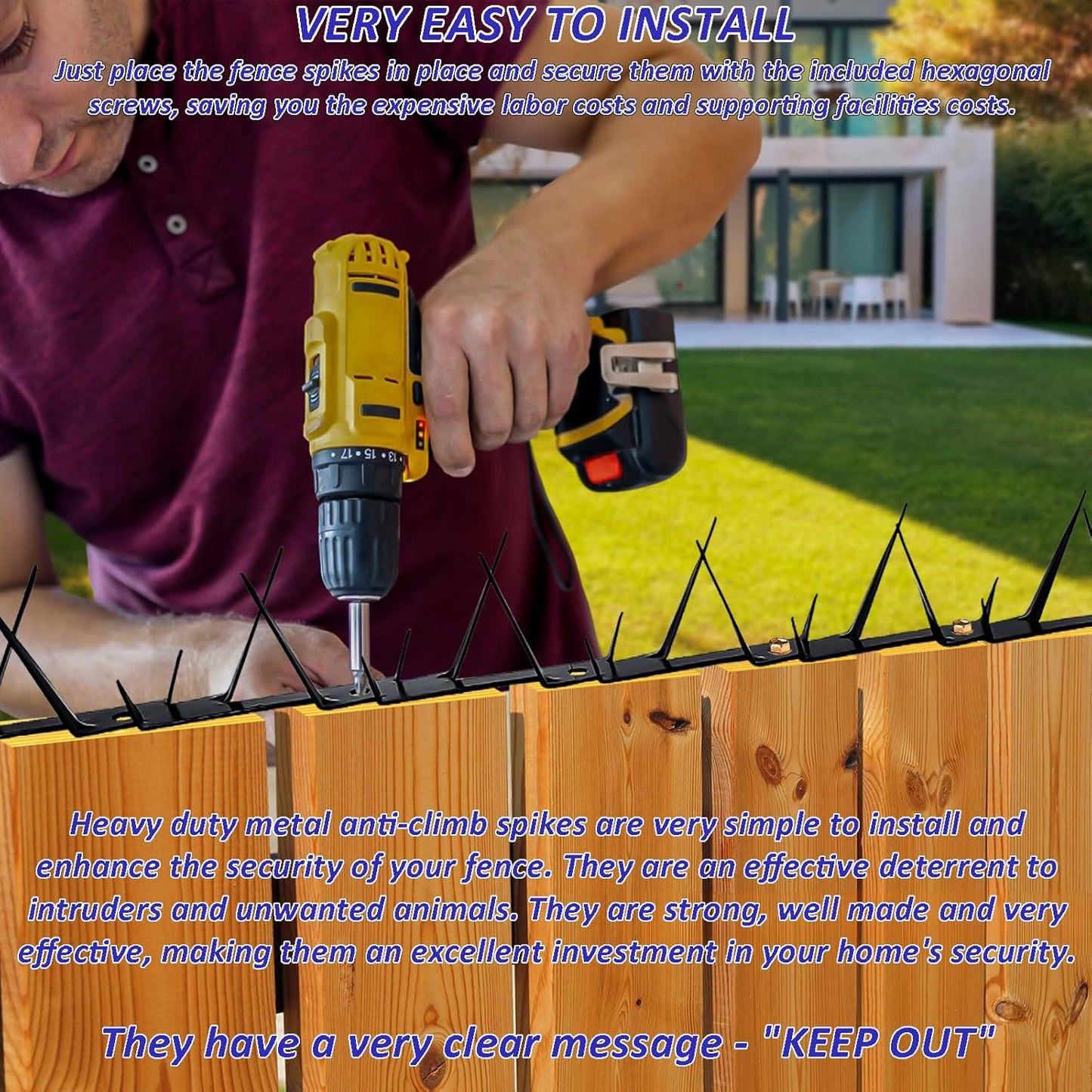 New.Fence decoration and protective spikes allow you to decorate your fence and protect your home from animals and thieves. Suitable for homes, farms, and factory protection.